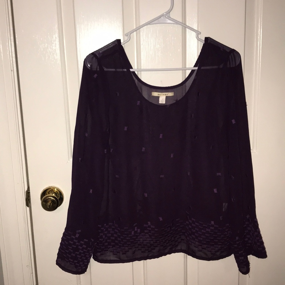 sheer purple shirt